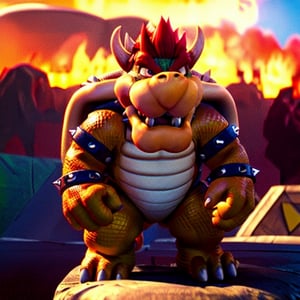 A Bowser Walking a Mario Background