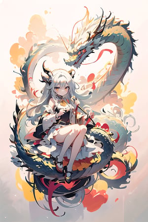 dragon venus,  1girls, solo, long hair, closed mouth, heart:1.4, <3, floating hair, floating, metal,  mechanical body,mechanical,  dragon,complex background,dragon-themed,  yellow theme,  holding stick,masterpiece,best quality,sketch,drawing,monochrome