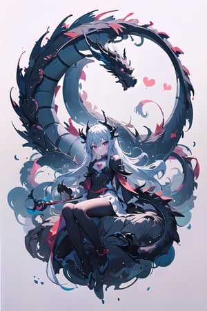 venus,  dragon:1.2 ,1girls, solo, long hair, closed mouth, heart:1.4, <3, floating hair, floating, metal,  mechanical body,mechanical,  dragon,complex background,dragon-themed,  dark theme,  holding stick,masterpiece,best quality,sketch:1.2,drawing:1.2,monochrome,bg_imgs