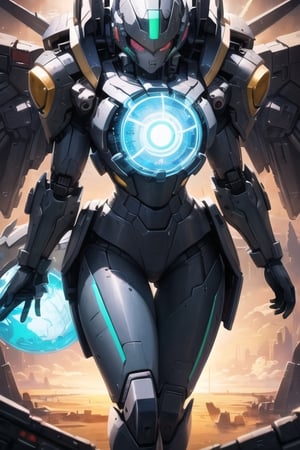 mecha, mecha_musume, metal, 1girl, solo, masterpiece, best quality,ballon, (High quality, hyper realistic, 8k, UHD), 1girl, Generate a picture inspired by Metroid Prime in her glowing shiny ultimate armor made from transparent glass, very detailed armor, symmetrical, close up, very detailed reflection, light glare, masterpiece, vivid vibrant color, solar system in background, back light, ,Movie Still,neon photography style,insane details ,mecha_musume,,portrait,mechanical