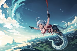  beautiful girl,  skydiving,atelier_ryza,snake_girl