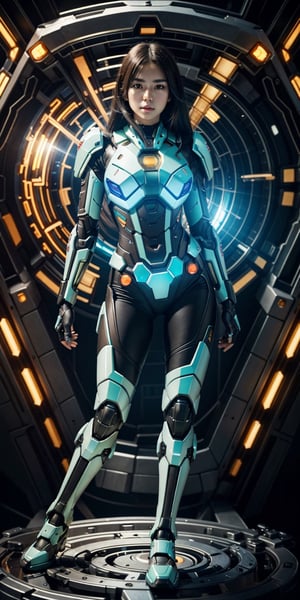 (High quality, hyper realistic, 8k, UHD), 1girl, Generate a picture inspired by Metroid Prime in her glowing shiny ultimate armor made from transparent glass, very detailed armor, symmetrical, close up, very detailed reflection, light glare, masterpiece, vivid vibrant color, solar system in background, back light, ,Movie Still,neon photography style,insane details ,mecha_musume,,portrait,mechanical
