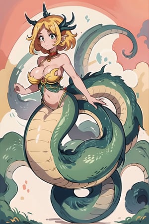 (masterpiece, best quality, ultra-detailed, 8K, ), high detail, 
1 female snake,  no human, human hands,  human breasts, fire,   low body as snake	tail, no human leg,  
 flying speedy on the sky,snake_girl,dragon-themed