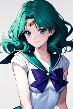 masterpiece, best quality, highres, michiru, sailor senshi uniform, green hair