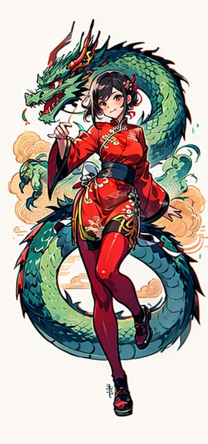 sfw,  1girl, qipao ,dragon-themed,complex background, ice