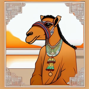 
/imagine prompt: the face of a camel drinking a lemonade after a busy day, the camel is dressed in traditional indian clothing, also there is a multicolored oasis in the background., ascii art, burnt amber, apricot color, illustration, celtic outfit
