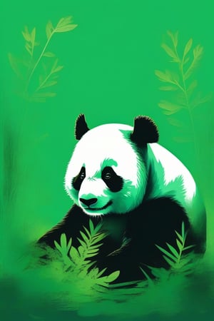 /imagine prompt: a cute panda in a green background, retro colors, bold green, pop art