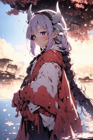 (8k, RAW photo, best quality, masterpiece:1.2),Kanna Kamui, horns