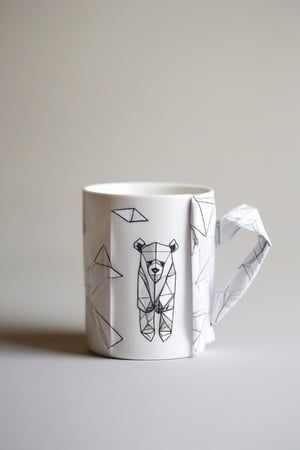 Coffe mug, origami, bedsheet, animals, bear