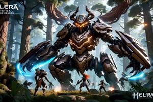 A dynamic battlefield set in a mystical forest with towering ancient trees and shimmering magical energies. Helera an AI combat partner, stands beside the player, her eyes glowing with intelligence and determination. She is dressed in a sleek, futuristic combat outfit with mystical runes etched on her armor. The player, equipped with a variety of weapons, issues a tactical command to Helera through a voice command. Helera responds instantly, launching a precise attack on a fearsome mythical creature. The background features other AI partners and players engaged in strategic combat, highlighting the deep collaboration and teamwork. Text Overlay: "Experience Unmatched Collaboration with AI Combat Partners" "Real-Time Tactical Responses and Precise Combat Support" "MageCosmos: Ultimate Nexus"