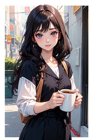 Cute anime girl serving coffee 