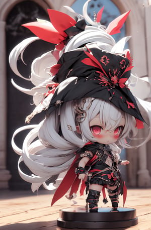 Black and White, Zombie warrior holding Gothicpunk weapons. anime pastel dream. kawaiitech pastel colors, moecore. chibicore. soft cute shoujo anime style.,3D Chibi Figure