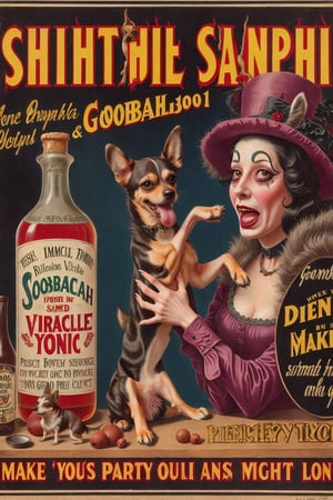 madam goobash and and her demonic chihuahua  1800´s vintage add