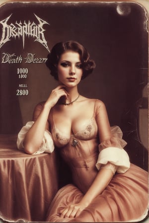 1800´s glamour model woman on the cover of a death metal record