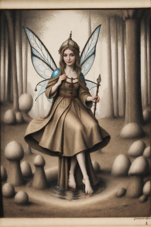 medieval aquatinta picture of fairy