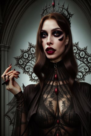 1970´s hammer horror style vampire queen fashion photo shoot gothic beauty. keep facial details and looks as close to the original as possible.