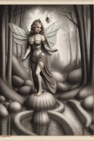 medieval aquatinta picture of fairy