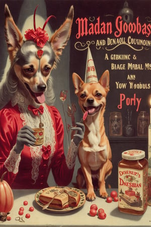 madam goobash and and her demonic chihuahua  1800´s vintage add