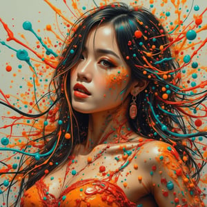 A stunning, photorealistic woman made entirely of colorful candy. Her skin resembles smooth, translucent gummy candy, her hair flows in vibrant licorice strands, and her eyes are shimmering like crystallized sugar, panthersplash