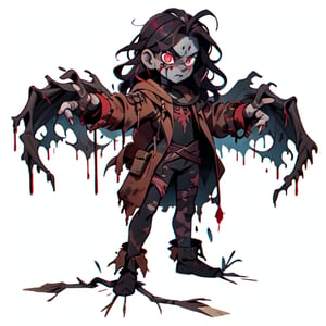 Cursed Bloodline:
Craft an artwork showcasing a character from a cursed bloodline, emphasizing the darkness that courses through their veins and the struggles they face.