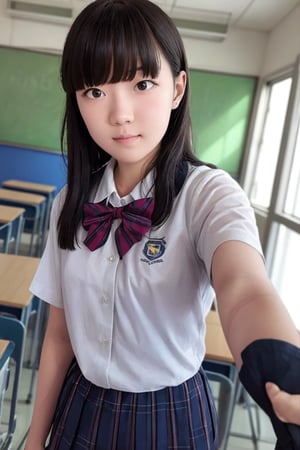4girls, bangs, longhair, full_body, mini_skirt, school_uniform, classroom