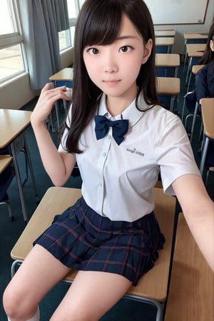 4girls, bangs, longhair, full_body, mini_skirt, school_uniform, classroom