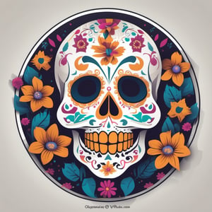 vector slull day of the dead colores planos ,LogoRedAF