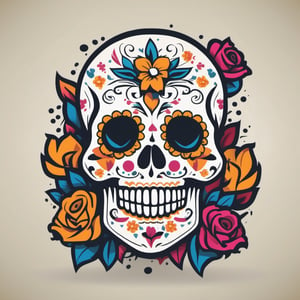 vector slull day of the dead colores planos ,LogoRedAF