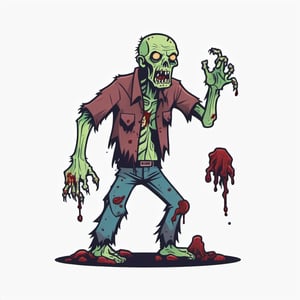 full body zombie, rotting, flat colors ,LogoRedAF