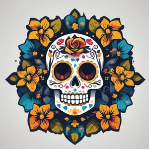 vector slull day of the dead colores planos ,LogoRedAF