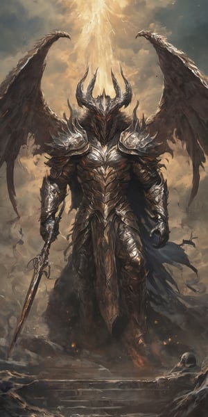 Create a realistic photo of Prince of hell leviathan. Leviathan spreads his wings, totaling eight wings in total, showing that Leviathan is above the Seraphim who have six wings, but still below the True Archangels who have twelve wings. Leviathan clads himself in armor made from the scales of a primordial monster, tougher than diamond and adamant. The armor covers his entire body, with the exception of his head. .Sharp focus, high detailed ,background of hell.,flmngprsn,DonML1quidG0ldXL ,monster,more detail XL