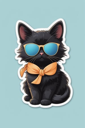 cute  black cat wearing sunglasses, die cut sticker, no background, ,Xxmix_Catecat