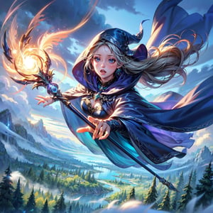 (masterpiece, top quality, best quality, official art, beautiful and aesthetic:1.2), cute cirl, Wind Archmage, wind aura, wind magic in hand, windy hand, wind, extreme detailed, (white light particle:1.1), (arcane style:0.8), (using wind magic:1.3), wind magic, imaginative overlays, (fractal art:1.3), colorful, highest detailed, Floating around her are some tornado, , artistic fusion, fantastical scenes, evocative narratives, striking visuals, upper body, better_hands,