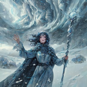 (masterpiece, top quality, best quality, official art, beautiful and aesthetic:1.2), LADY, shyface, Archmage, full body, extreme detailed, (ice magic:1.1), (fractal art:1.3),colorful,highest detailed, Floating around her are some ice shards, watercolor, 