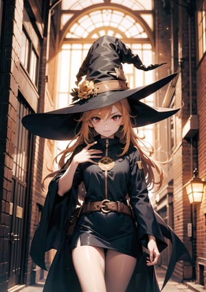 Red eyes, evil, golden, shiny, gold hair,High detailed ,midjourney,perfecteyes,Color magic,urban techwear,hmochako,better witch,witch, witch