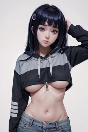 ((masterpiece, best quality)),cropped hoodie underboob,Hinata 