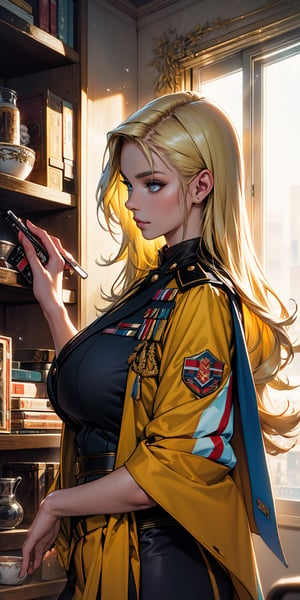 ((masterpiece, best quality))More Detail,Beautiful air force officer with long yellow hair