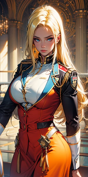 ((masterpiece, best quality))More Detail,Beautiful air force officer with long yellow hair