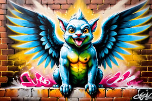 #graffiti, #graffiti on a brick wall, #spray paint on a wall, #colored graffiti, #Street art, #Spray paint, #Street canvas, #Graffiti artist, , #Graffiti art, #Spray art,
#(((old shabby brick wall: 1.4))). (((Spray cans: 1.3))).Closeup, stone gargoyle with the head resembling Character Name, expression exuding fury, perched symmetrically atop cathedral, wings unfurled, amidst a tempestuous, rain-laden sky, hyper-maximalistic, ultra detailed, hyper-realistic, digital art, cinematic effect., #graffiti on brick wall, #spray painting on wall, #color graffiti, #Aerosol art