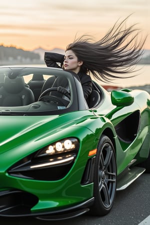 Midjourney style, cinematic quality, macro, Cinematic style, High quality, Beauty, Realism, Film still, Chiaroscuro, Photorealism, Still Film, (Masterpiece), Close-up, 8k, 
illustration, (young woman driving) green sports car mclaren spider 720s, hair in air flow, sunset in background, black and white art, black pencil shading, charcoal drawing, toned paper, pencil drawing, brutal dark black and white color scheme,




    