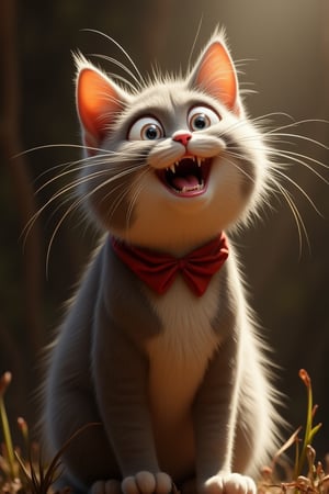 ffunny animals, cinematic style, high fidelity, realism, chiaroscuro, play of shadow and light, rays of light.
cute and cheerful cat