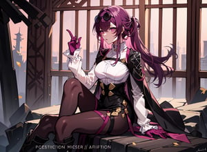 kafuka, 1girl, solo, gloves, pantyhose, purple hair, sunglasses, eyewear on head, large breasts, white shirt, black short, black footwear, boots, bangs, long sleeves, purple eyes, jacket,,fancy,sitting, masterpiece,Ancient Chinese beauty sitting on stone,wearing ancient Chinese clothing,flowing tulle,light silk,lazy pose,large lotus leaves,lotus flowers,ink painting style,clean colors,decisive cutting,white space,freehand,masterpiece,super detailed,epic composition,high quality,highest,quality,2.5D,1girl,Imminentpenetration,ingliu,official,lowres, bad anatomy, bad hands, text, error, missing fingers, extra digit, fewer digits, cropped, worst quality, low quality, normal quality, jpeg artifacts, signature, watermark, username, blurry, artist name,purple eyes,SHIRT