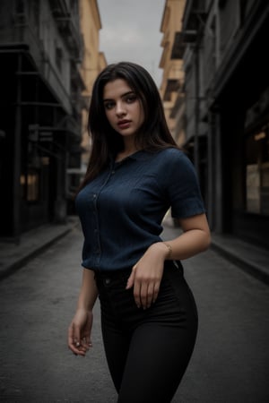 pretty 1girl, long straight black hair, wearing denim cover all fashion, super high quality, real images, lifelike, real skin, soft lighting, Cinematic, (Surrealism: 1.2), (8K UHD: 1.2), (Photorealism: 1.2), Shot with medium format camera, Professional camera, Perfectly Delicate and Rich in Detail, (masterpiece, top quality, best quality, official art, beautiful and aesthetic:1.2), (((1girl))), dynamic pose, extreme detailed,Big bearsts,Curvy plump women:1,  

 (RAW photo, best quality), (realistic, photo-Realistic:1.1), best quality, masterpiece, beautiful and aesthetic, 16K, (HDR:1.2), high contrast, (vibrant color:1.3), (muted colors, dim colors, soothing tones:0), cinematic lighting, ambient lighting, sidelighting, Exquisite details and textures, cinematic shot, Warm tone, (Bright and intense:1.1), wide shot, by xm887, ultra realistic illustration, siena natural ratio,	head to thigh portrait,	long Wave hair,Curvy plump women 