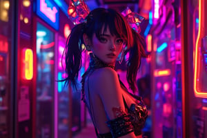 Neon ornaments, cyberpunk women, sexy, Cosplay, alien 