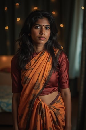 Beautiful women in saree, This breathtaking photograph, shot on a Canon 1DX with a 50 mm f/2.8 lens, beautifully showcases the raw and authentic beauty of life. Navel exposed, high resolution 32k image quality,Girl25yo,Details 