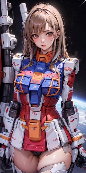 1girl, cosplay, zzenny_n, gundam girl, rx78, sexy,zzenny_n, breasts out, outdoor, into the space, universe,chinatsumura, ((full_body)), sexy panty, detail face, realistic skin,masterpiece,ellafreya, ultra-wide shot, cowboy_shot, ((shot from far distance)), highly detailed background