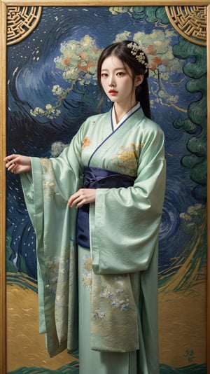 Masterpiece, top-quality, high-resolution: Beautiful Woman, detailed parts, exquisite craftsmanship, 4K, color burst, line drawing, art, fee bo na qi.

(Note: The last phrase, "fee bo na qi," is written in Japanese. The Chinese translation is "费波那切" (Fèi bō nà qiē), which is the Chinese transliteration of "Van Gogh.")