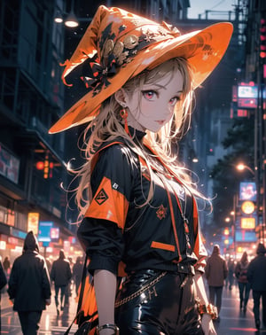 Red eyes, evil, golden, shiny, gold hair,High detailed ,midjourney,perfecteyes,Color magic,urban techwear,hmochako,better witch,witch, witch,Long hair ,long hair,