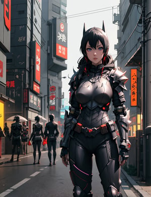 a couple of cosplays standing next to each other, cgsociety 9, 3 d anime realistic, realistic anime 3 d style, cyber japan style armor, oppai cyberpunk, cyber japan armor, modern cyberpunk anime, anime cyberpunk, anime styled 3d, realistic - anime, anime cgi style, anigirl batman, still from anime, anime cosplay