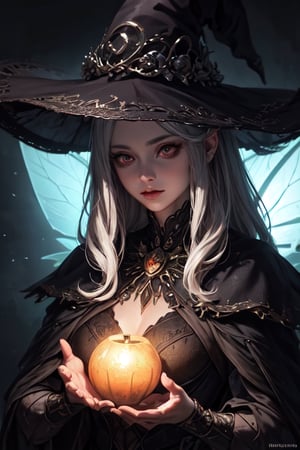 Witch, dark, highly detailed, hyper-realistic masterpiece, character design, volumetric lighting, fairy lights, intricate detail, ultra-realistic, hdr.  best quality, perfect detailed, ultra sharp focus,